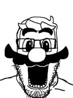 glasses hair mario mustache nintendo open_mouth soyjak stubble variant:markiplier_soyjak video_game // 600x800 // 88.1KB