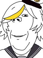 clothes funamusea hair hat looking_at_you memoca smile subvariant:wholesome_soyjak uniform variant:gapejak white_background white_hair // 600x800 // 19.3KB