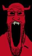 demon glasses horn open_mouth red soyjak stubble variant:markiplier_soyjak // 590x1008 // 33.7KB