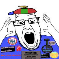 badge business clothes dolphin dosh4dolphins glasses hand hat medal open_mouth propeller_hat soyjak stubble teeth text twitter variant:ppp white_skin // 1000x1000 // 278.2KB