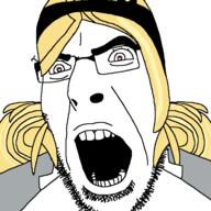 blond brown_eyes funny glasses gson hair heart open_mouth soyjak stubble teeth variant:cobson white_skin wtf yellow_hair // 721x720 // 45.6KB