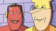 2soyjaks are_you_soying_what_im_soying blue_eyes closed_mouth clothes headphones looking_at_each_other meta:tagme pizza_tower smile soyjak subvariant:wholesome_soyjak variant:gapejak variant:markiplier_soyjak video_game white_skin // 828x462 // 225.3KB