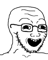 bald eyebrows forehead_lines glasses happy neck open_mouth retard retarded smile soyjak stubble teeth template variant:soyak // 644x800 // 7.2KB