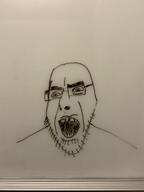 angry glasses internet_is_leaking irl oekaki open_mouth redraw soyjak stubble traditional_media variant:cobson whiteboard // 4032x3024 // 2.7MB
