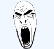angry closed_eyes glasses open_mouth soyjak stubble variant:cobson // 1374x1245 // 47.5KB