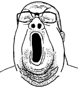 bald closed_eyes double_chin ear fat forehead_lines glasses lips obese open_mouth soyjak stubble subvariant:reaction_fat_soyjak transparent_background variant:reaction_soyjak // 672x800 // 26.2KB