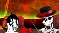 4soyjaks clothes demi-fiend demon hair hat matador music shin_megami_tensei skeleton smt soyjak sword variant:chudjak variant:cobson variant:dogjak variant:impish_soyak_ears video video_game yellow_eyes // 1280x720, 205.6s // 10.1MB