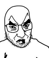 glasses open_mouth soyjak stubble tongue variant:snopesjak // 520x618 // 84.1KB