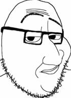 animated arm closed_mouth distorted glasses lips open_mouth raised_eyebrow soyjak stubble variant:smugjak // 828x1139 // 1.3MB