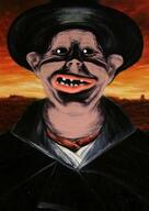 artist:salsamaster blood_meridian brown_skin clothes distorted ear front_facing hair hat judge_holden lips ominous open open_mouth rape smile subvariant:impish_amerimutt teeth variant:impish_soyak_ears // 355x500 // 22.4KB