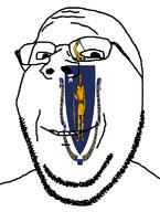 flag:massachusetts glasses latin_text looking_at_you smile soyjak star_(symbol) stubble subvariant:wholesome_soyjak teeth template text united_states variant:gapejak // 582x772 // 28.8KB