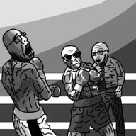 bowtie boxer boxing boxing_glove buff clothes glasses light muscles referee shirtless shorts stubble teeth variant:cobson variant:feraljak variant:soyak wrinkles // 1080x1080 // 209.9KB