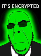 bald black_background black_glasses central_intelligence_agency cia_nigger closed_eyes closed_mouth clothes encryption fed glasses glowing glownigger green green_skin hacker its_over necktie stubble suit sunglasses text trend:glowie variant:cobson // 775x1068 // 44.7KB