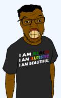 artist:doedoedoe autism autistic balding black_eyes brown_skin clothes downs_syndrome dumb flag:pan-african glasses hair idiot nigger retard shirt_with_words soyjak special_needs stubble stupid subvariant:spedjak variant:feraljak variant:tewi // 924x1495 // 35.7KB