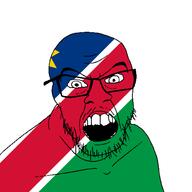 angry country flag glasses jacksepticeye looking_at_you mustache namibia open_mouth soyjak stubble teeth variant:feraljak youtube // 1500x1500 // 34.0KB