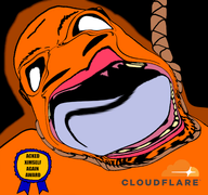 ack ack! award big_eyes big_lips big_nose black_background black_sclera brapped_service cloudfart cloudflare cuckflare distorted glasses glowing hanging missing_teeth orange_skin service trend:slopjak variant:bernd warped white_eyes white_pupils // 768x719 // 214.0KB
