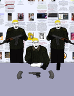 3soyjaks ak-47 catalog clothes eyebrows glasses glove guards gun hair ira magazine nate natejak open_mouth parody pistol proclamation rifle sharty soyjak_party stubble table teeth teeth_showing variant:feraljak yellow_hair // 1383x1800 // 1.2MB