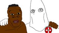 black_skin friendship hair hand kkk ku_klux_klan looking_at_you mask nigger no_more_brother_wars smile subvariant:feralnigger variant:cobson variant:feraljak // 1920x1080 // 138.0KB