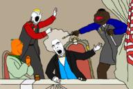 4soyjaks abraham_lincoln assasination at_gunpoint bloodshot_eyes brown_skin double_chin firearm froot glasses gun hair historical holding_gun holding_knife holding_object holding_pistol imminent_death jartycuck knife murder nate orange_skin pistol scene soyjak_party variant:cobson variant:frootjak variant:gapejak variant:meximutt yellow_hair // 1053x710 // 274.5KB