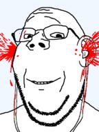 bleed blood ear earbuds smile subvariant:wholesome_soyjak template transparent_background variant:gapejak // 600x800 // 38.2KB