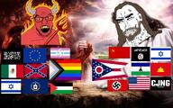 2soyjaks animal arm beard bird cactus communism demon eagle ear flag flag:cia flag:cjng flag:confederate_states_of_america flag:democratic_kampuchea flag:european_union flag:femboy_pride_flag flag:isis flag:israel flag:lesotho flag:mexico flag:nazi_germany flag:ohio flag:palestine flag:progress_pride_flag flag:shahada flag:soviet_union flag:united_states god hammer hammer_and_sickle jesus jesus_christ mokorotlo nazism plant satan shahada sickle snake soyjak star_(symbol) star_of_david subvariant:perceptive_chud swastika taliban text toss united_states variant:chudjak variant:feraljak wrestling // 1728x1080 // 891.8KB