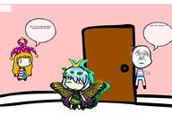 anime butterfly clown clownpiece comic eternity_larva eyelashes frown glasses hair happy mustache nigger purple_hair sad scene soyjak speech_bubble text touhou tranny variant:bernd video_game walfas ywnbaw // 900x600 // 82.0KB