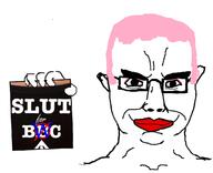 ear glasses hand holding_object makeup pink_hair sign smile smirk smug soyjak subvariant:chudjak_front variant:chudjak // 680x554 // 108.5KB