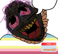 anonigger bloodshot_eyes brown_troonjak crying deformed emerald_(namefag) nigger open_mouth soyjak speech_bubble subvariant:chudfaggot suicide tongue trend:slopjak variant:bernd