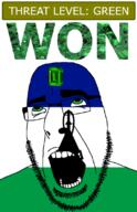 ahegao country emerald flag flag:lesotho gem glasses green green_eyes hair lesotho looking_up mokorotlo open_mouth schlog_color_event soyjak soyjak_blog stubble teeth text threat_level_green variant:cobson won // 721x1115 // 147.4KB