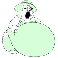 clothes crystal_cafe fat female gape gaping_mouth glasses green_hair hair hat looking_at_you obese open_mouth panties subvariant:gapejak_female variant:fatpony variant:gapejak // 1166x1166 // 43.1KB