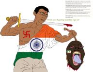 ack beheaded bindi blood bloodshot_eyes brown_eyes brown_skin buff classical_art_parody clothes crescent_and_star crying david_and_goliath eyes flag:india flag:minor_attracted_person glasses gore hair head hindu hinduism india indian islam looking_down meta:tagme mudslime muslims neck pisslam rape_rat robe rope shitlam star_and_crescent subvariant:muscular_chud sword teeth template text tongue tongue_out transparent_background variant:chudjak variant:isaac weapon wordswordswords yellow_teeth // 2048x1588 // 261.0KB