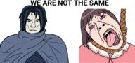 ack anime azumanga_daioh bloodshot_eyes blue_eyes blue_hair brown_hair buff cloak closed_mouth clothes crying female hair hanging jojos_bizarre_adventure kars kasuga_ayumu looking_at_you looking_up meta:tagme_(character_name) noose open_mouth rope school_uniform subvariant:muscular_chud suicide text tongue variant:bernd variant:chudjak we_are_not_the_same white_background white_skin // 1100x515 // 197.5KB