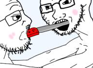 2soyjaks anime arm blade blush gay kiss knife meme mouth_open nintendo nintendo_switch switchblade traced variant:soyak video_game // 1600x1163 // 212.2KB