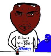 2soyjaks berryboy blue_skin blueberry_inflation buck_teeth button chud ear glasses inflation_fetish soyjak stubble subvariant:impish_squirrel subvariant:pol_face trend:squirreljakking variant:chudjak variant:impish_soyak_ears // 615x680 // 208.8KB