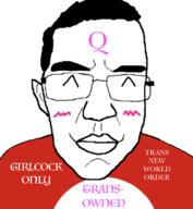 brimstone closed_eyes closed_mouth clothes coal cute glasses hair queen_of_spades smile text tranny trans_rights tshirt uwu variant:chudjak variant:poopson // 726x788 // 127.1KB