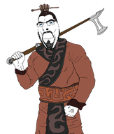 blue_eyes buff closed_mouth clothed emperor full_body glasses holding_object holding_weapon polearm transparent_background variant:cobson vein // 1755x2073 // 124.3KB