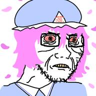 anime bloodshot_eyes clothes female glasses hair hat pink_hair saigyouji_yuyuko soyjak stubble tired touhou variant:soyak video_game wrinkles yellow_teeth // 378x378 // 56.9KB