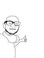 arm closed_mouth ear glasses hand headphones smile soyjak stubble thumbs_up variant:unknown // 1616x2156 // 162.9KB