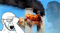 9_11 arm closed_eyes crying gigachad glasses hand irl_background nas:gigachad open_mouth soyjak stubble united_states variant:soyak // 1500x844 // 1.6MB