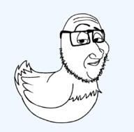 animal closed_mouth duck eyebrows glasses pun raised_eyebrow series:animaljaks smile smug soyjak stubble subvariant:smugquack variant:smugjak // 862x851 // 18.1KB