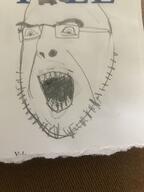 angry glasses irl open_mouth redraw soyjak stubble traditional_media variant:cobson // 3024x4032 // 1.8MB