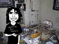 belt chair chuddy depression door drugs goth hair hand heroin holding_object holding_syringe house indoors liquid meta:even_newgods_are_better_at_tagging_than_lifesucksthenyoudie_or_lolkek_or_whatever_the_fuck_his_name_is_GEEEG. nothing_ever_happens painting subvariant:unbotheredchud syringe television trash unbothered variant:chudjak // 2590x1940 // 541.4KB
