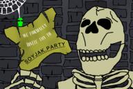 card clothes glasses hand holding_object invite paper series:skeletonjaks skeleton soyjak soyjak_party subvariant:wholesome_soyjak text variant:gapejak // 1352x900 // 405.2KB