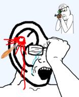 blood bullet crying ear glasses hand hole rifle sniper soyjak stubble trump_assassination_attempt variant:smugjak variant:soyak // 782x962 // 149.8KB