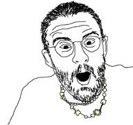 ear glasses hair necklace open_mouth soyjak stubble variant:unknown // 620x583 // 18.6KB