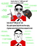 big_eyes chudcel clitty clittycel germany glasses green_textr hair have_sex helmet incel kraut loser mp40 mustache nazi_germany nazism open_mouth smg stahlhelm subvariant:patrick swastika text variant:chudjak virgin white_skin white_subhuman yellow_teeth // 1170x1460 // 500.6KB