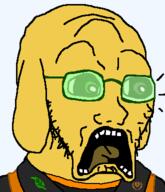 badge canine clothes distorted dog ear frootist_new_order glasses janny leaf military_uniform open_mouth scared soyjak stubble subvariant:doctos suspenders variant:soyak // 330x384 // 15.0KB