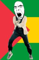 angry animated country dance flag full_body gangnam_style glasses irl open_mouth sao_tome_and_principe soyjak stubble variant:cobson // 300x460 // 504.0KB