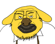 big_lips big_nose closed_mouth dog dog_ear ear fat glasses janny pupils soyjak stubble variant:lipson yellow_skin // 1165x930 // 64.5KB