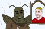 antenna aryan big_eyes big_lips big_nose blond blue_eyes buff bug cockroach crescent crescent_and_star delusion delusional eyebrows eyes fat flag:turkiye flies fly hairy happy head islam mandible mirror muscular_male mutt nose obese pisslam red_shirt satoko_fans_arent_white_(NameFag) shitskin star stink_lines stinky stubble sweat_stain sweating transparent_background turk turkiye turkroach unibrow variant:chudjak variant:feraljak white_skin wing // 1686x1080 // 68.0KB